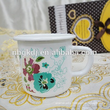 white enamel mug printing flower decal bulk enamel mugs